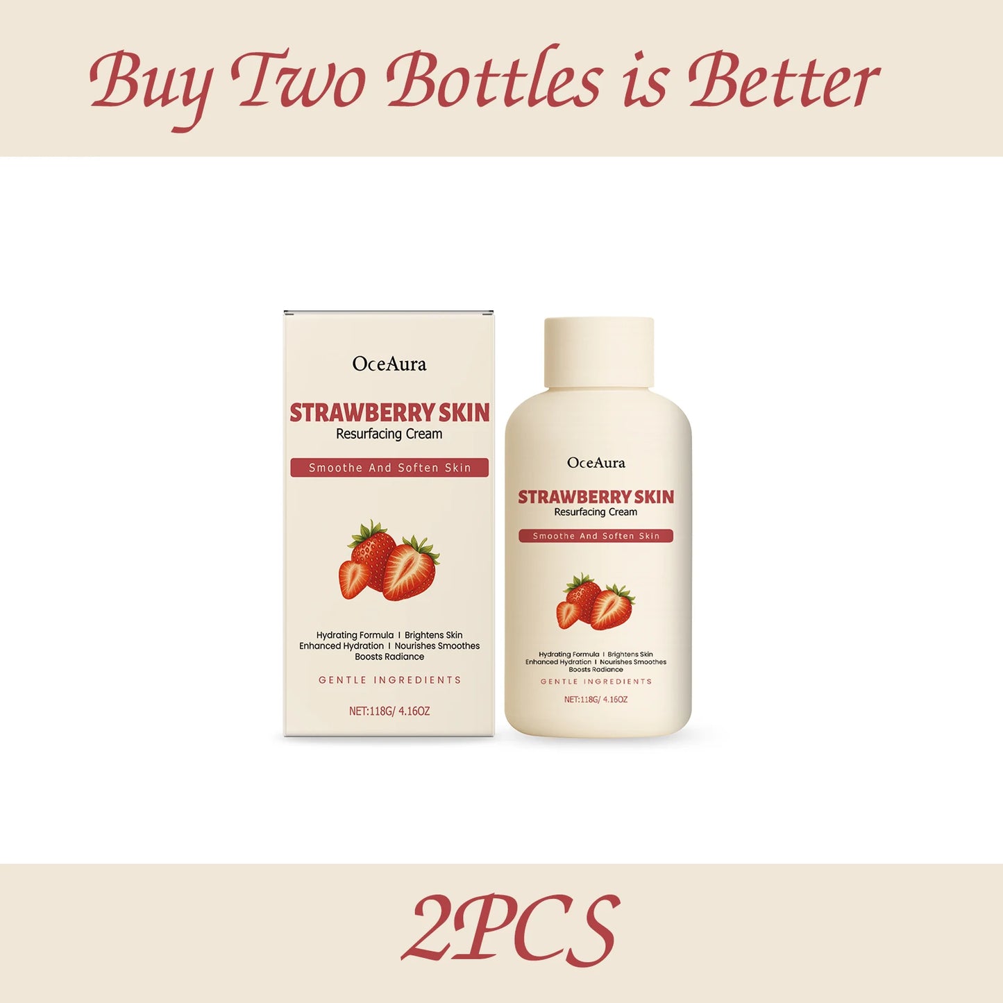 OceAura Crème Corps Fraise – Hydratation & Peau Douce
