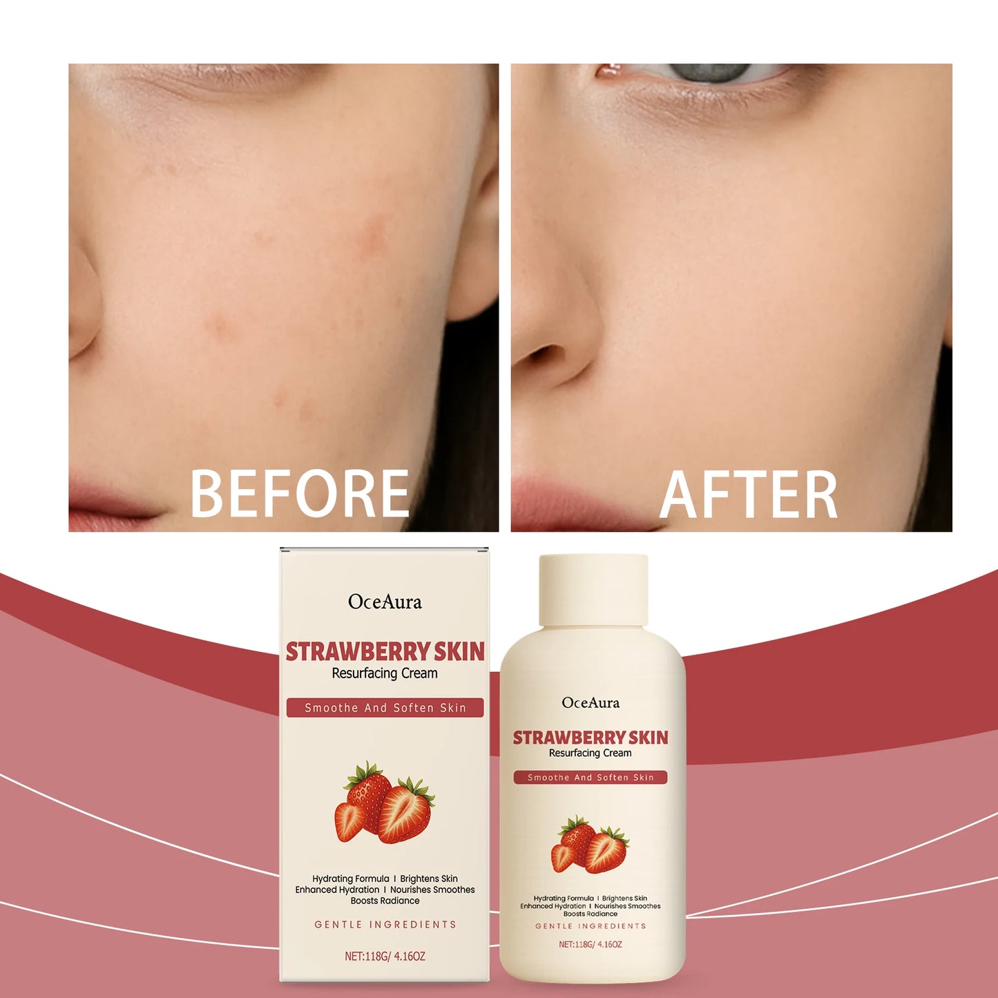 OceAura Crème Corps Fraise – Hydratation & Peau Douce
