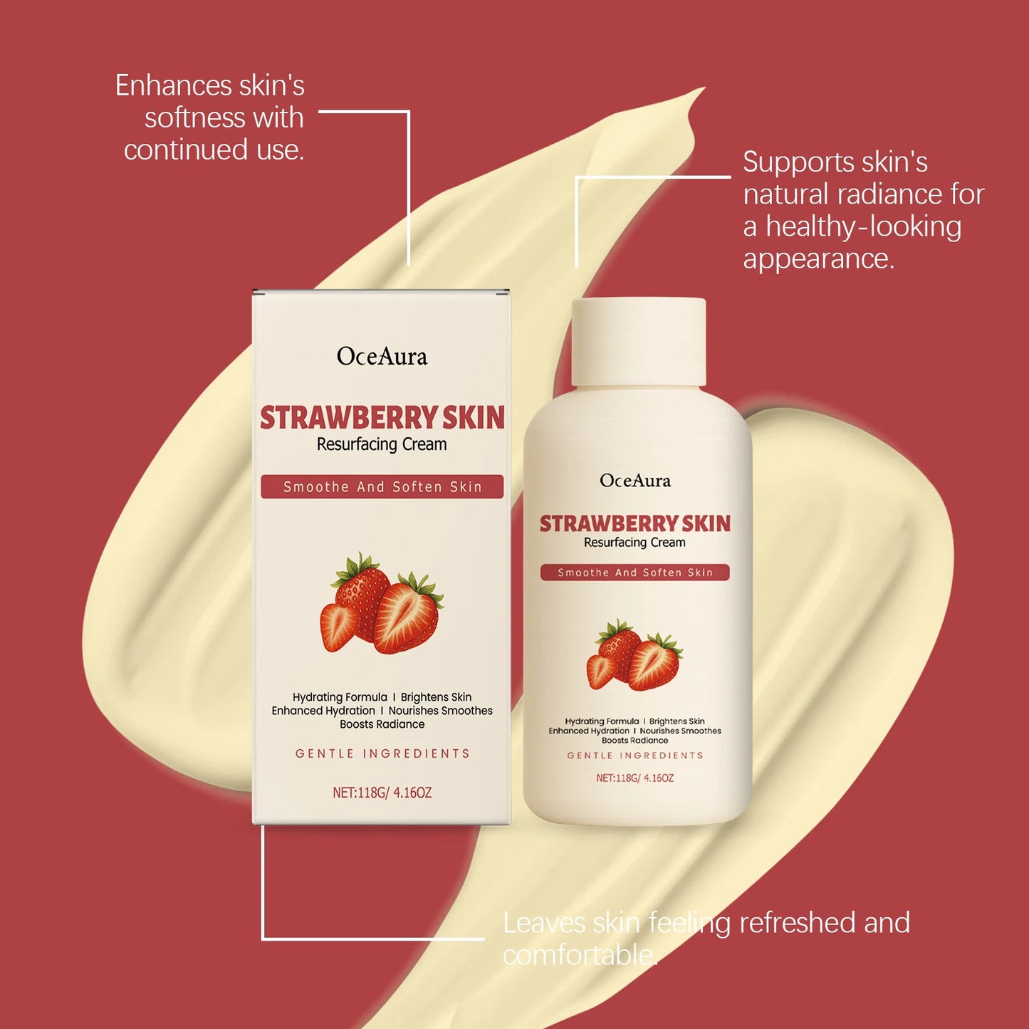 OceAura Crème Corps Fraise – Hydratation & Peau Douce