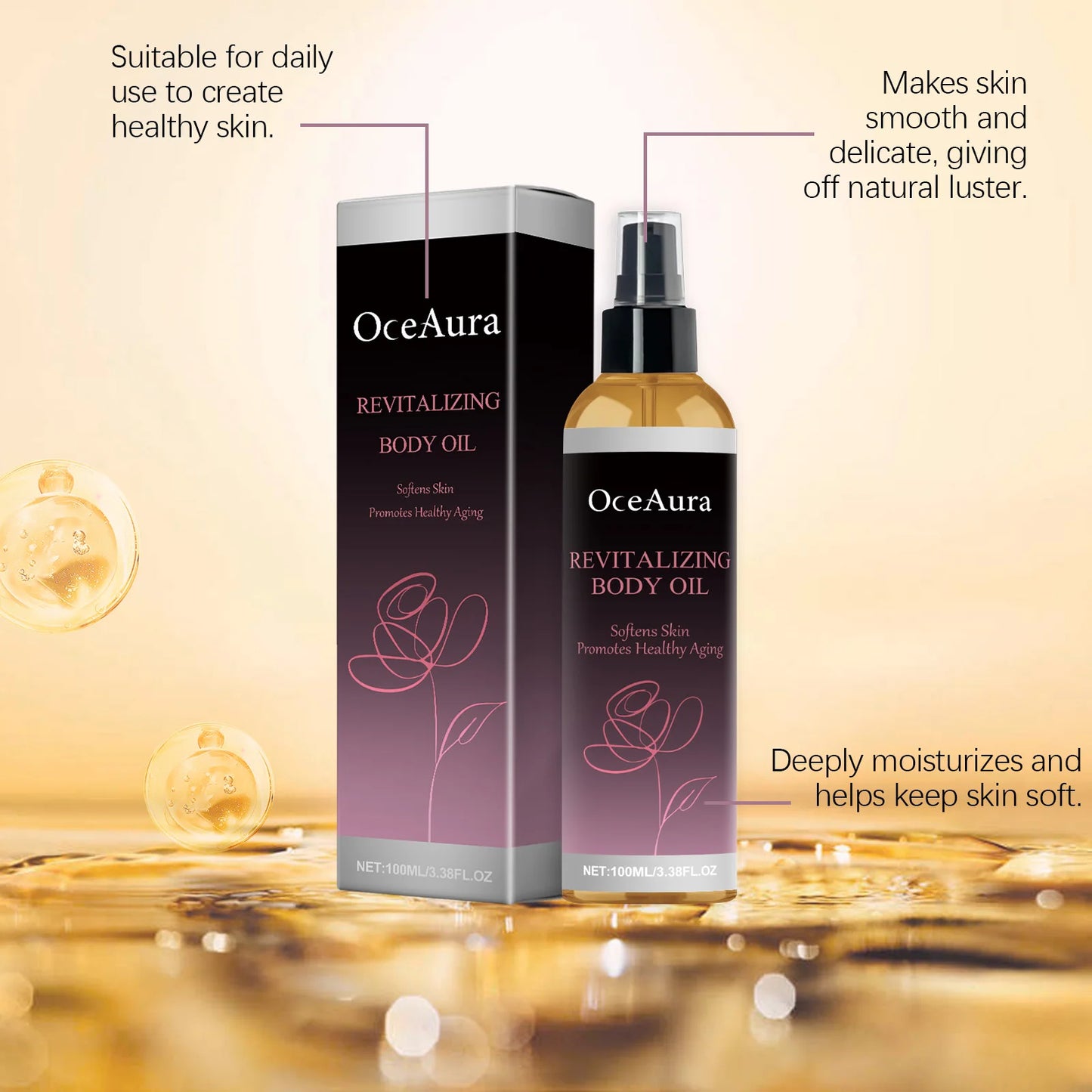 OceAura Huile Corps Hydratante – Vitamine E & Jojoba